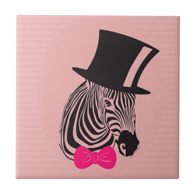 Carreau Hipster Zebra avec chapeau supérieur et Cravate Bo (Devant)