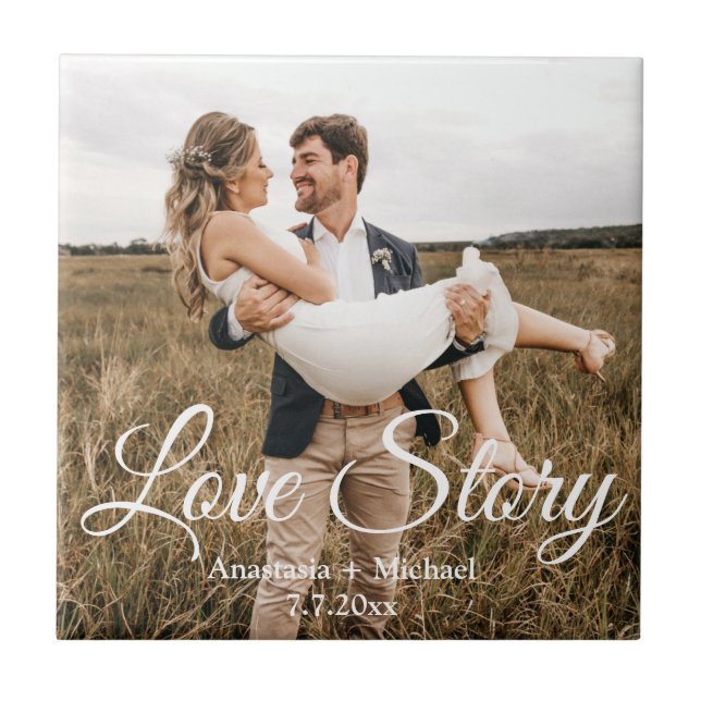 Carreau histoire d'amour, mariage photo anniversaire éléga (Devant)