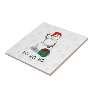 Carreau Ho Ho Joyeux Noël Père Noël mignonne Snowman