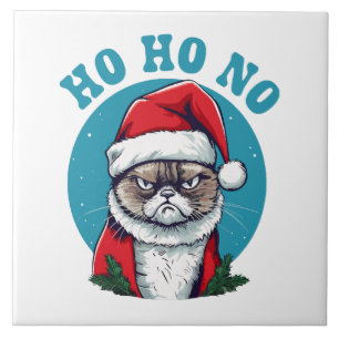 Carreau Ho ho non - drôle de chat grumpy santa