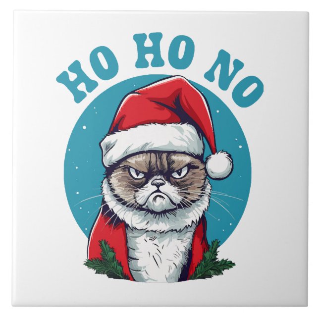 Carreau Ho ho non - drôle de chat grumpy santa (Devant)