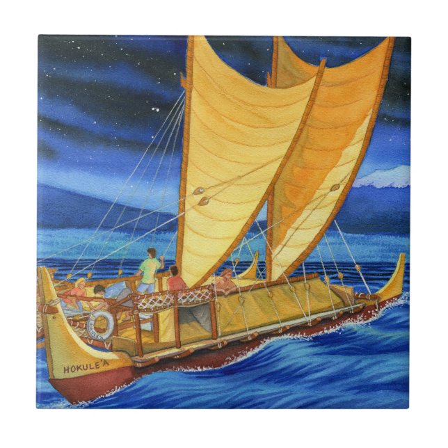 Carreau Hokulea voyageant le canoë (Devant)