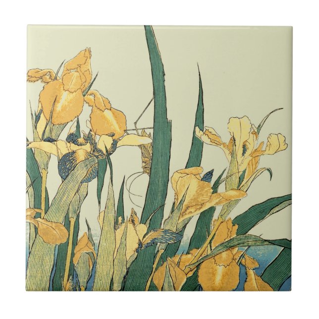 Carreau Hokusai grasshopper et iris Japon (Devant)
