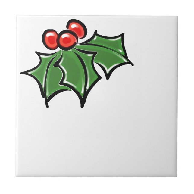 Carreau Holly Feuilles, Holly baies, fun vacances botaniqu (Devant)