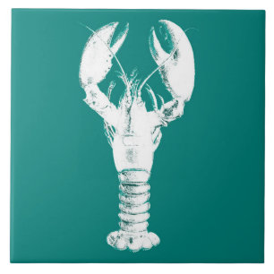 Carreau Homard blanc sur Turquoise / Turquoise