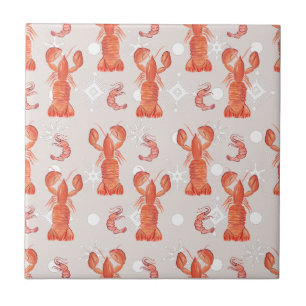 Carreau Homard Crustacé Aquarelle Snowflake Motif