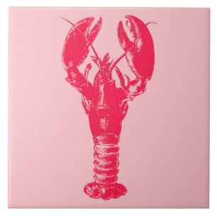 Carreau Homard Fuchsia sur Corail clair rose