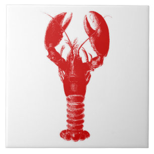 Carreau Homard rouge-foncé sur le blanc