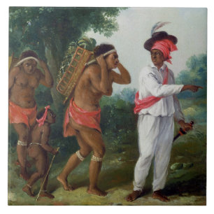 Carreau Homme indien occidental de couleur, dirigeant deux