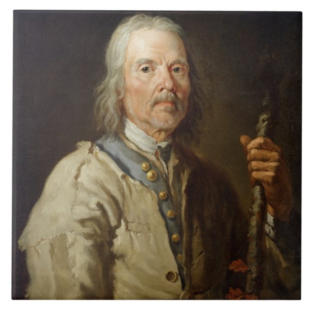 Carreau Homme tenant un personnel, c.1800 (huile sur la (Devant)