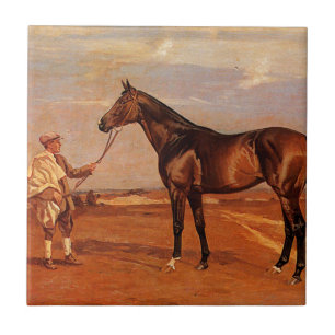 Carreau Homme vintage avec le cheval de course Brown