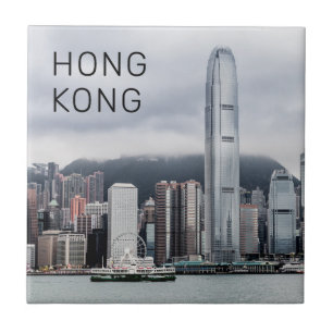 Carreau Hong Kong Island Skyline Retro Cityscape Vintage