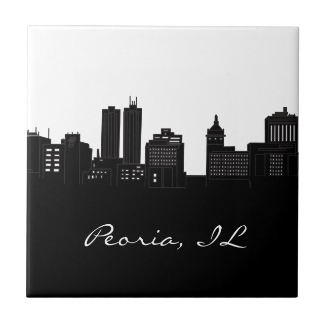 Carreau Horizon de Peoria noir et blanc, l'Illinois (Devant)