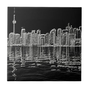 Carreau Horizon de Toronto en noir et blanc