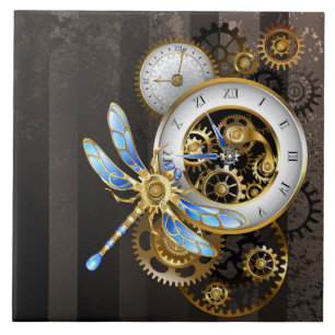 Carreau Horloge à vapeur avec libellule mécanique