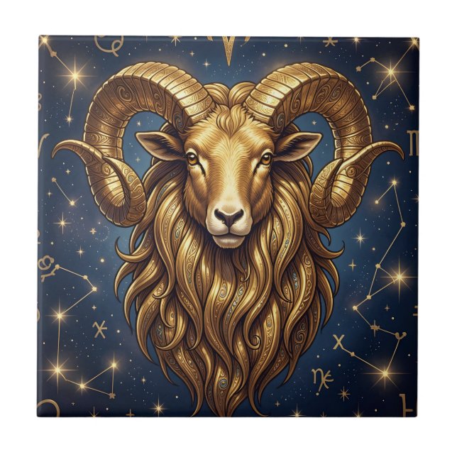 Carreau Horoscope Sign Aries | Astrology Art (Devant)