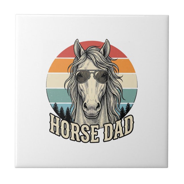 Carreau Horse Dad Vintage Sunset Engraving Vector Design_1 (Devant)