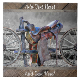 Carreau Horse Saddle Corral clôture Western Wagon Wheels
