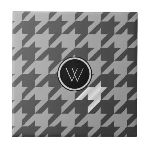 Carreau Houndstooth Gris avec Accent Argent
