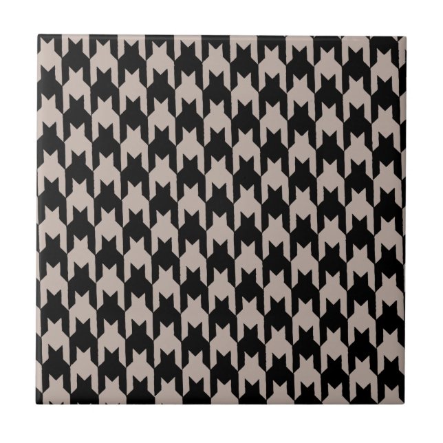Carreau houndstooth motif carrelage noir et crème (Devant)