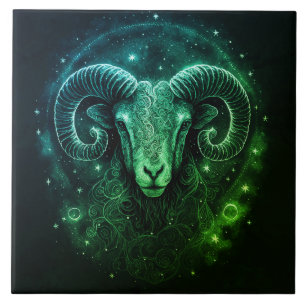 Carreau Huile classique Zodiac vert et or