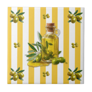 Carreau Huile d'olive à motif rayure jaune