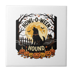 Carreau Hurlement de chien de lune d'Halloween (2)