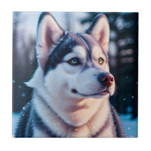 Carreau Husky Stares en hiver