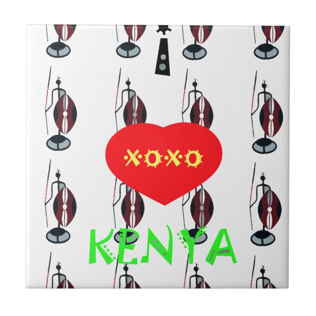 Carreau I Love Kenya Massai Art Print (Devant)