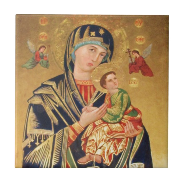 Carreau Icône orthodoxe russe - Vierge Marie et bébé Jésus (Devant)