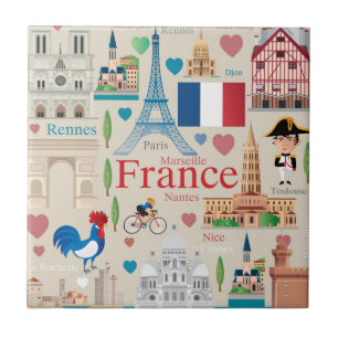 Carreau Icônes mignonnes de la France