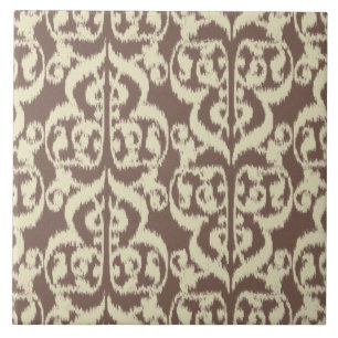 Carreau Ikat Damassé Mauresque - beige et taupe