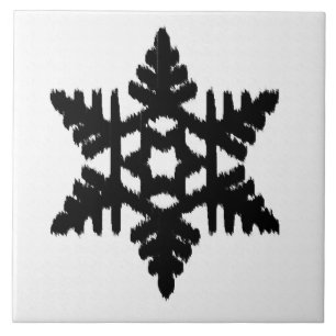 Carreau Ikat Snowflake - Blanc et noir