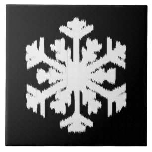Carreau Ikat Snowflake - Noir et blanc