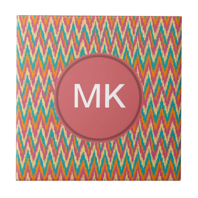 Carreau iKat Zigzag Design Couleurs d'épices (Devant)