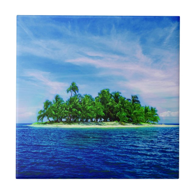 Carreau Île tropicale de Palm Tree (Devant)