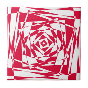 Carreau Illusion abstraite rouge blanc