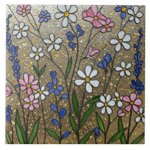 Carreau Illusion fleur sauvage en verre