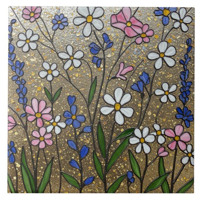 Carreau Illusion fleur sauvage en verre (Devant)
