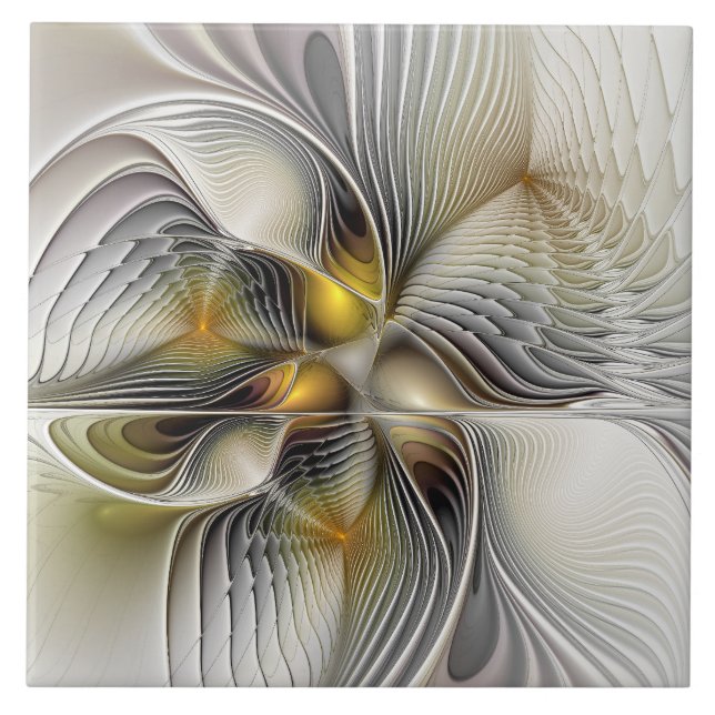 Carreau Illusion Optique Abstrait 3D Fractal Avec Profonde (Devant)