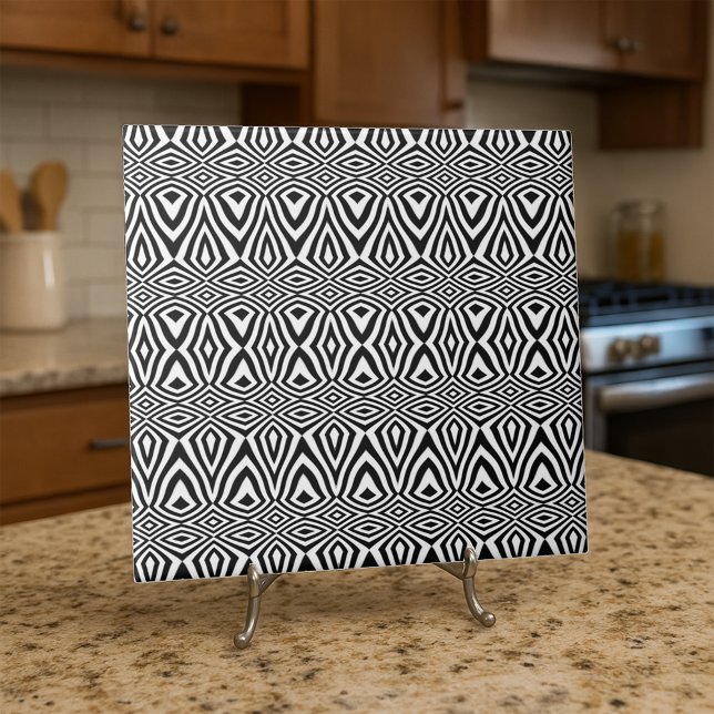 Carreau Illusion Optique En Mosaïque Géométrique Noire Et  (Créateur téléchargé)