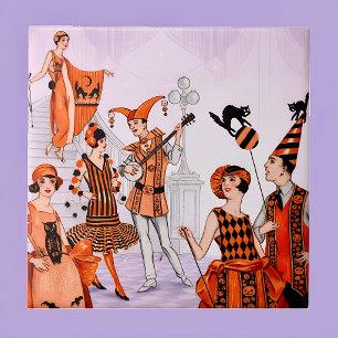 Carreau Illustration Art Déco Halloween – Vintage des anné