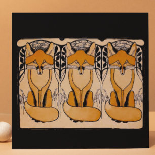 Carreau Illustration Art Nouveau Renards Faune forestièr
