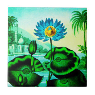 Carreau Illustration Blue Egyptian Water Lily / Lotus