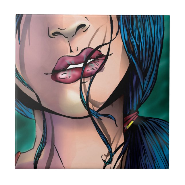 Carreau Illustration comique d'une fille sexy appelée Miki (Devant)