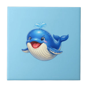 Carreau Illustration de baleine mignonne aux grands yeux A