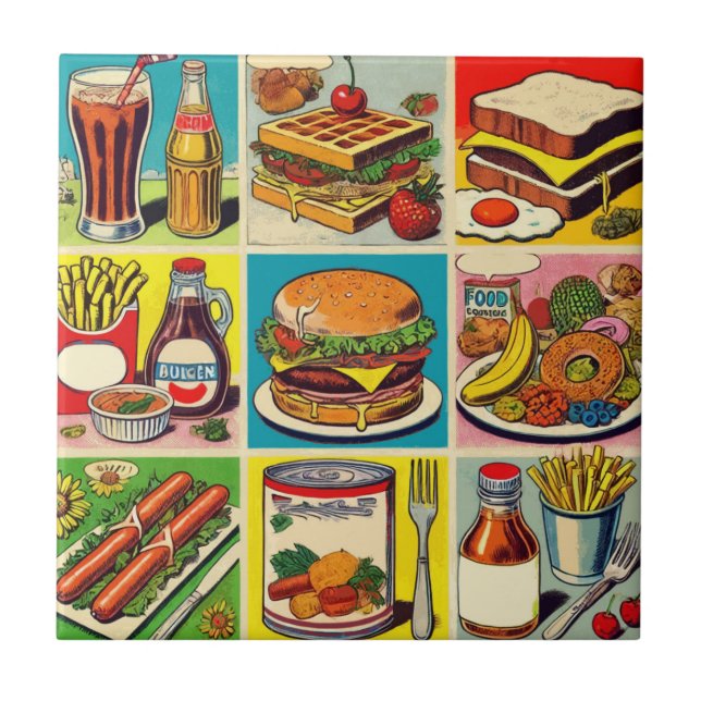 Carreau Illustration de bande dessinée vintage (Devant)