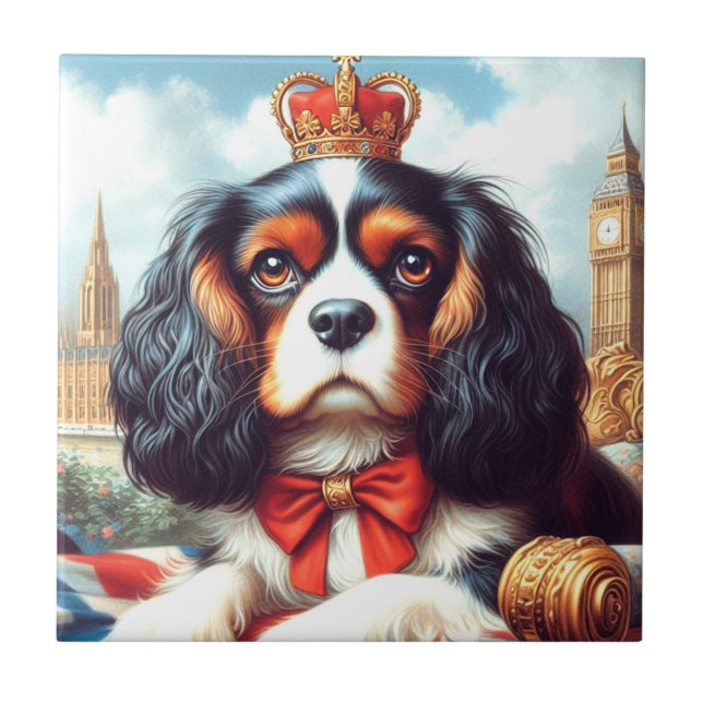 Carreau Illustration de Cavalier King Charles Spaniel (Devant)