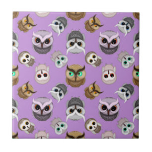 Carreau Illustration de chouette mignonne sur fond violet