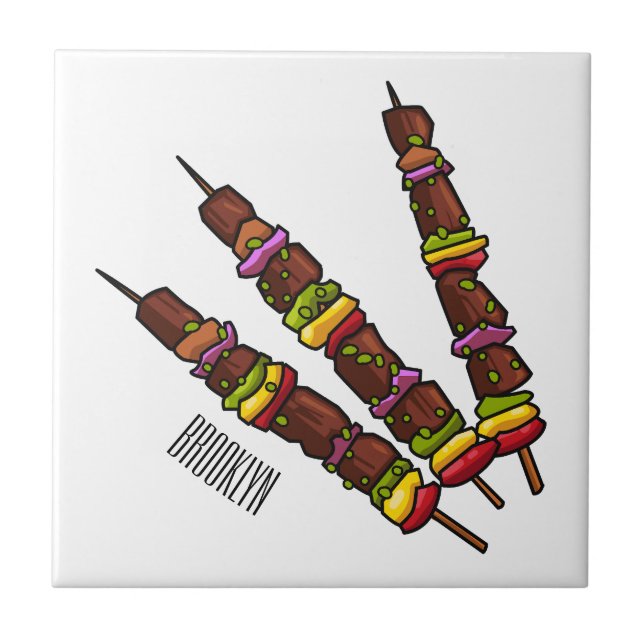 Carreau Illustration de dessin animé Kebab ou kabob (Devant)